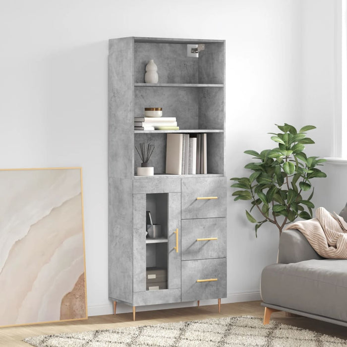 vidaXL Highboard Concrete Grey 69.5x34x180 cm Engineered Wood