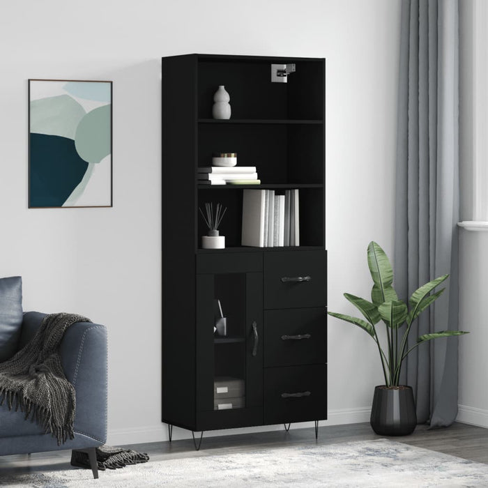 vidaXL Highboard Black 69.5x34x180 cm Engineered Wood