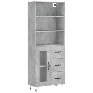 vidaXL Highboard Concrete Grey 69.5x34x180 cm Engineered Wood