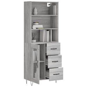 vidaXL Highboard Grey Sonoma 69.5x34x180 cm Engineered Wood