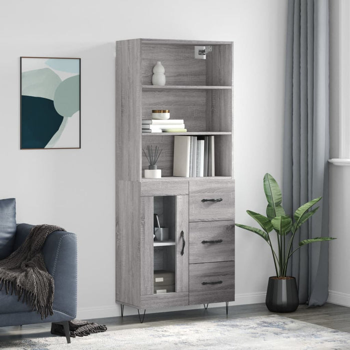 vidaXL Highboard Grey Sonoma 69.5x34x180 cm Engineered Wood