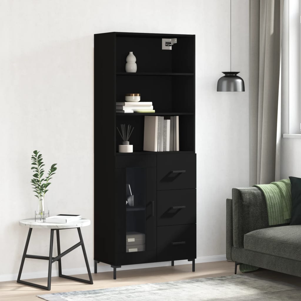 vidaXL Highboard Black 69.5x34x180 cm Engineered Wood