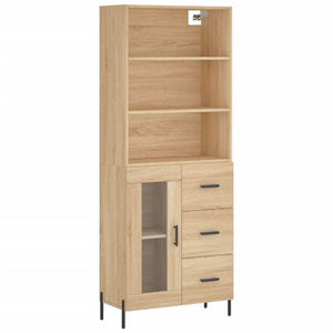 vidaXL Highboard Sonoma Oak 69.5x34x180 cm Engineered Wood