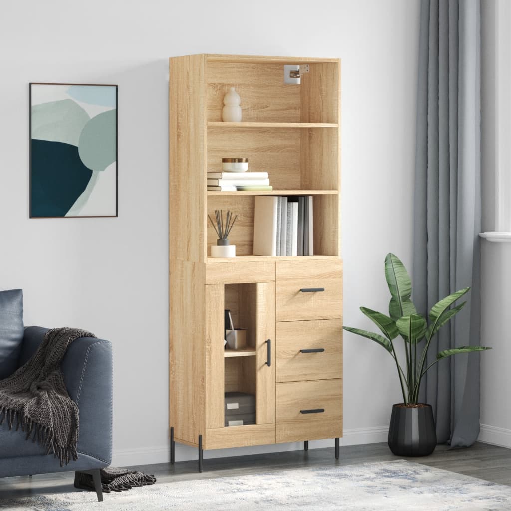 vidaXL Highboard Sonoma Oak 69.5x34x180 cm Engineered Wood