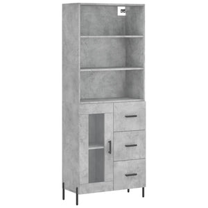 vidaXL Highboard Concrete Grey 69.5x34x180 cm Engineered Wood