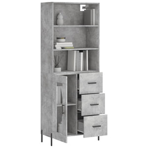 vidaXL Highboard Concrete Grey 69.5x34x180 cm Engineered Wood