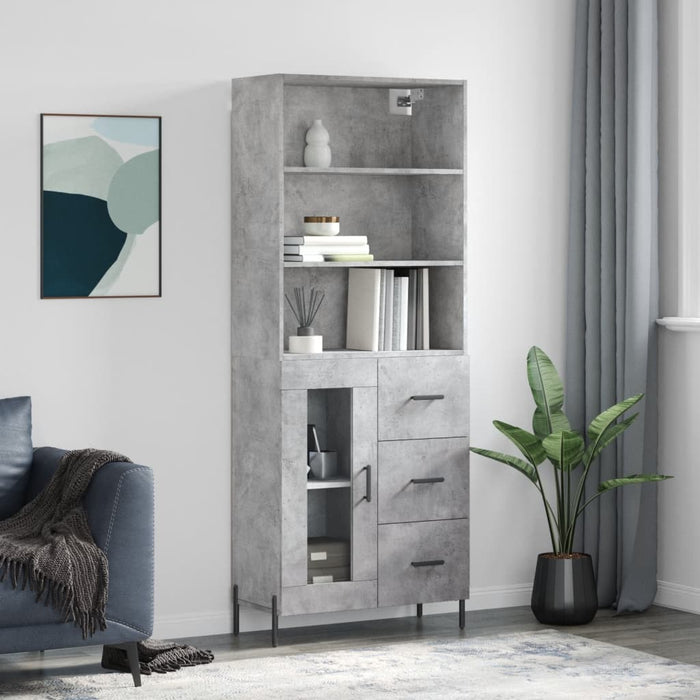 vidaXL Highboard Concrete Grey 69.5x34x180 cm Engineered Wood