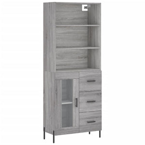 vidaXL Highboard Grey Sonoma 69.5x34x180 cm Engineered Wood