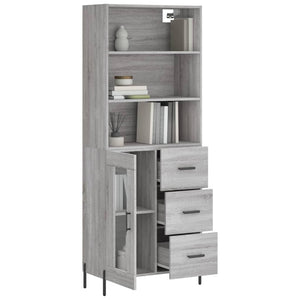 vidaXL Highboard Grey Sonoma 69.5x34x180 cm Engineered Wood