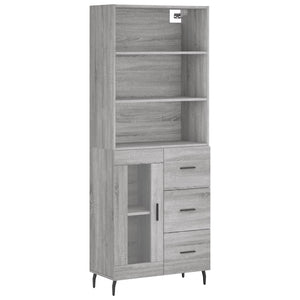 vidaXL Highboard Grey Sonoma 69.5x34x180 cm Engineered Wood