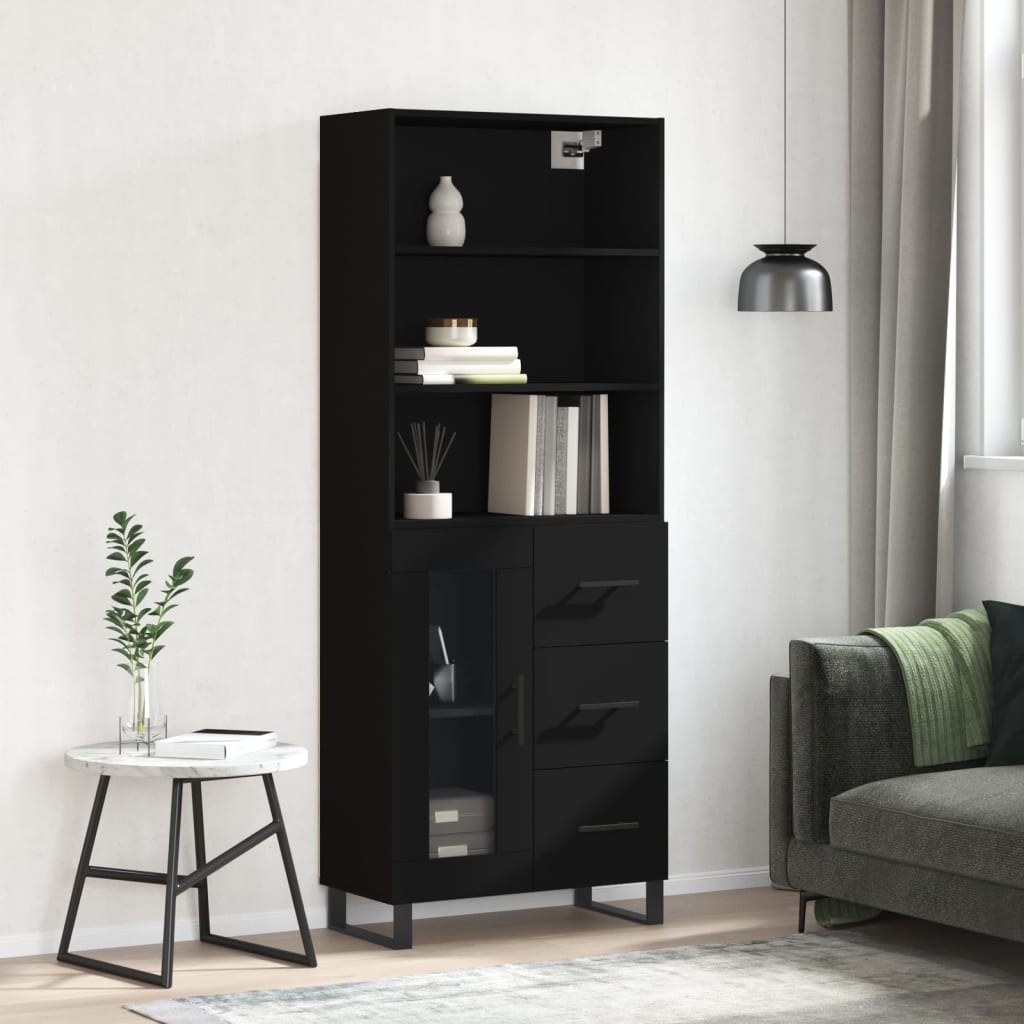 vidaXL Highboard Black 69.5x34x180 cm Engineered Wood