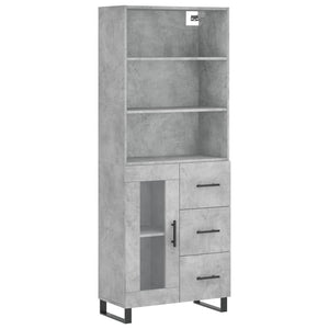 vidaXL Highboard Concrete Grey 69.5x34x180 cm Engineered Wood