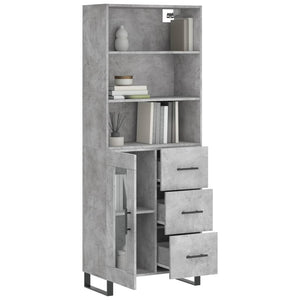 vidaXL Highboard Concrete Grey 69.5x34x180 cm Engineered Wood