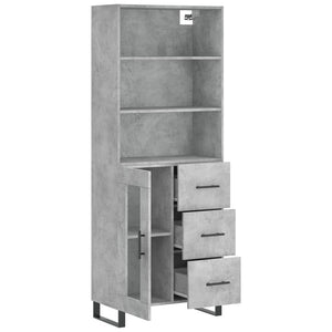 vidaXL Highboard Concrete Grey 69.5x34x180 cm Engineered Wood