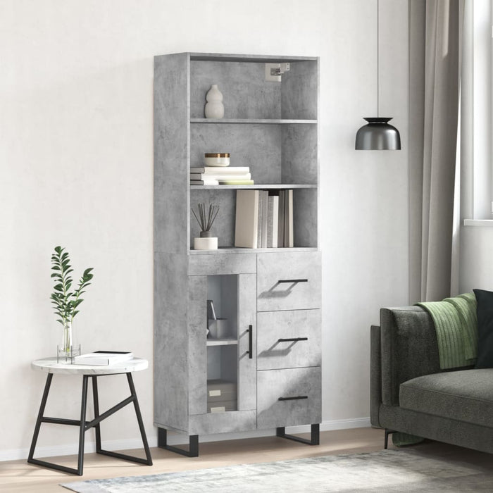 vidaXL Highboard Concrete Grey 69.5x34x180 cm Engineered Wood