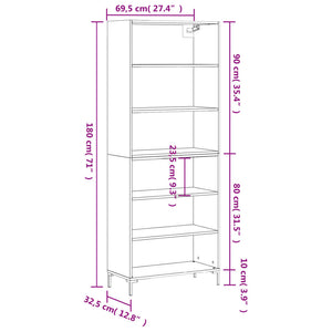 vidaXL Highboard Black 69.5x32.5x180 cm Engineered Wood