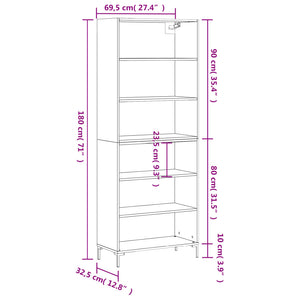 vidaXL Highboard Concrete Grey 69.5x32.5x180 cm Engineered Wood