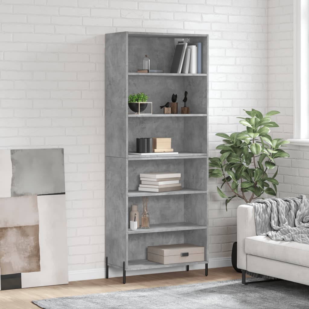 vidaXL Highboard Concrete Grey 69.5x32.5x180 cm Engineered Wood