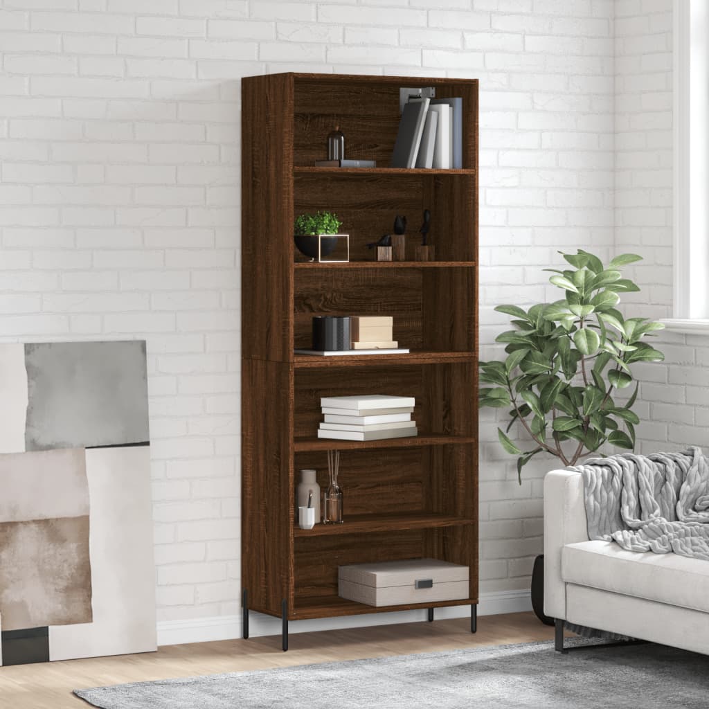 vidaXL Highboard Brown Oak 69.5x32.5x180 cm Engineered Wood