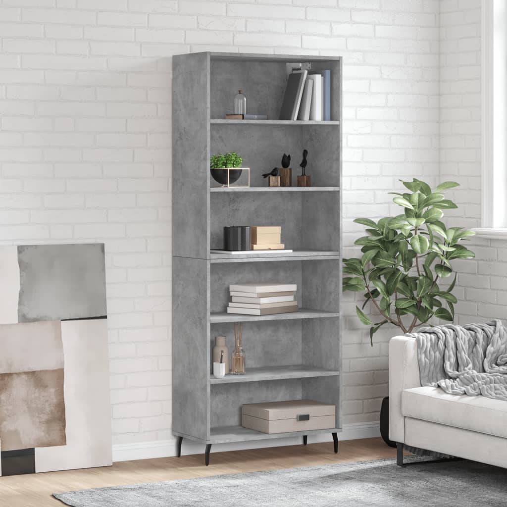 vidaXL Highboard Concrete Grey 69.5x32.5x180 cm Engineered Wood