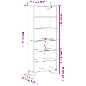 vidaXL Highboard White 69.5x32.5x180 cm Engineered Wood