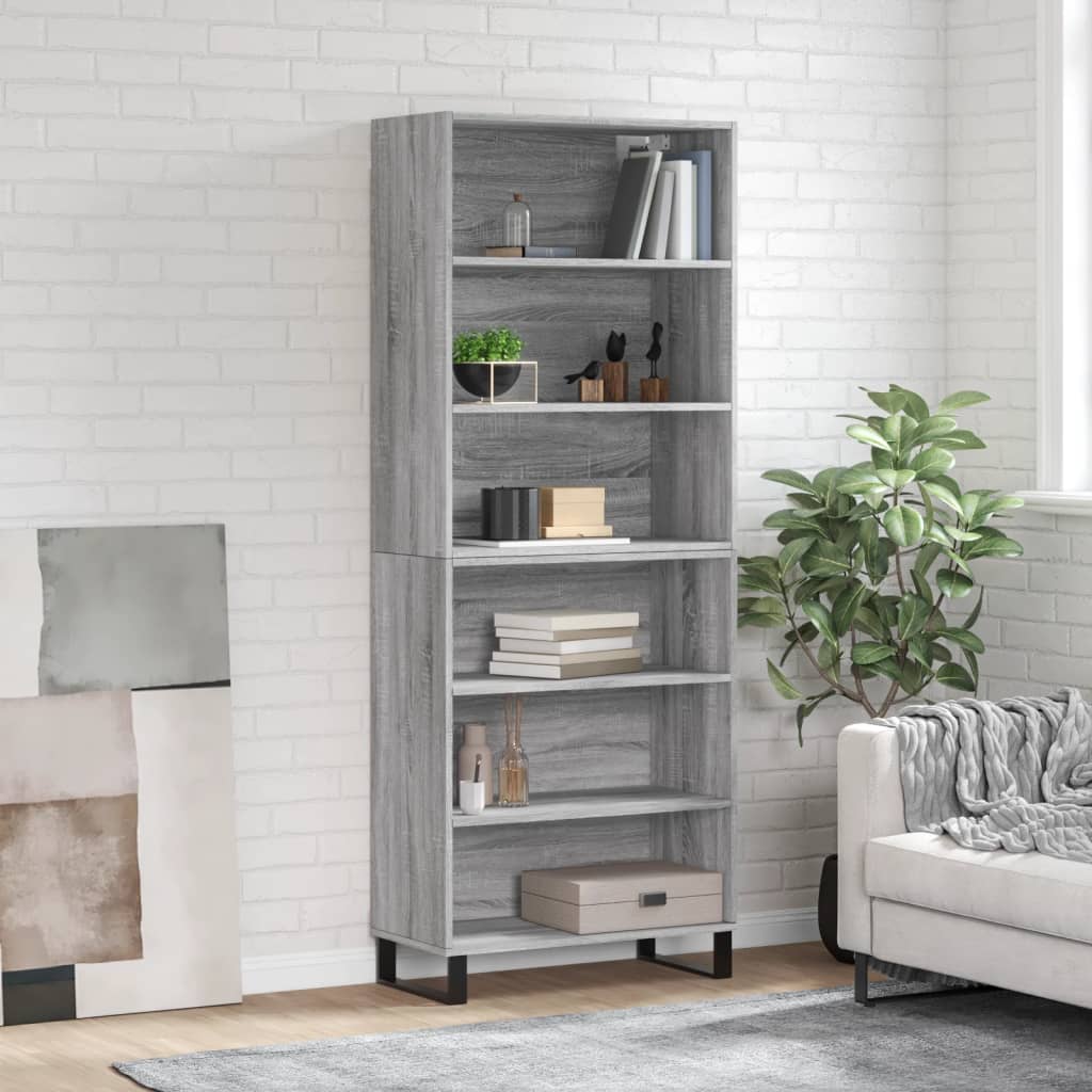 vidaXL Highboard Grey Sonoma 69.5x32.5x180 cm Engineered Wood