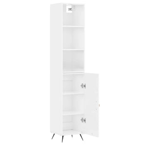 vidaXL Highboard High Gloss White 34.5x34x180 cm Engineered Wood