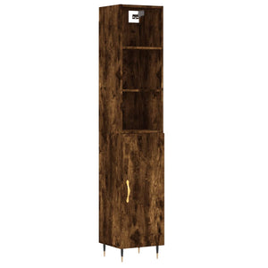 vidaXL Highboard Smoked Oak 34.5x34x180 cm Engineered Wood