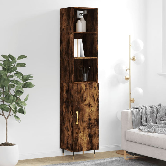 vidaXL Highboard Smoked Oak 34.5x34x180 cm Engineered Wood