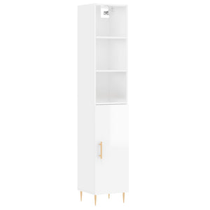 vidaXL Highboard High Gloss White 34.5x34x180 cm Engineered Wood