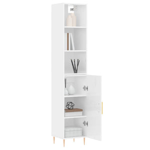 vidaXL Highboard High Gloss White 34.5x34x180 cm Engineered Wood