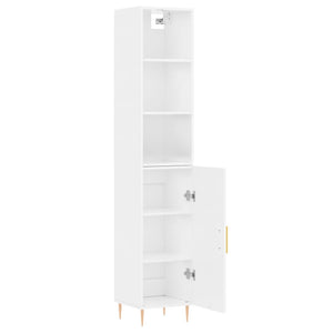 vidaXL Highboard High Gloss White 34.5x34x180 cm Engineered Wood