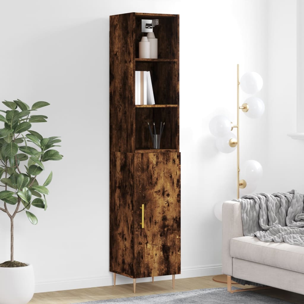 vidaXL Highboard Smoked Oak 34.5x34x180 cm Engineered Wood