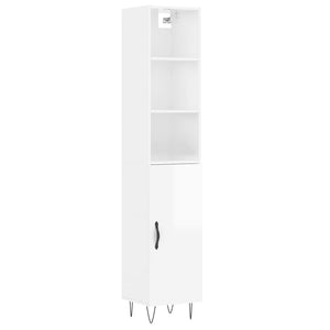 vidaXL Highboard High Gloss White 34.5x34x180 cm Engineered Wood