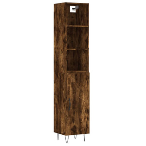 vidaXL Highboard Smoked Oak 34.5x34x180 cm Engineered Wood