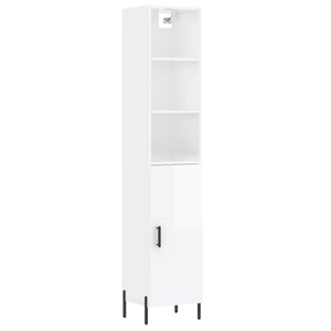 vidaXL Highboard High Gloss White 34.5x34x180 cm Engineered Wood