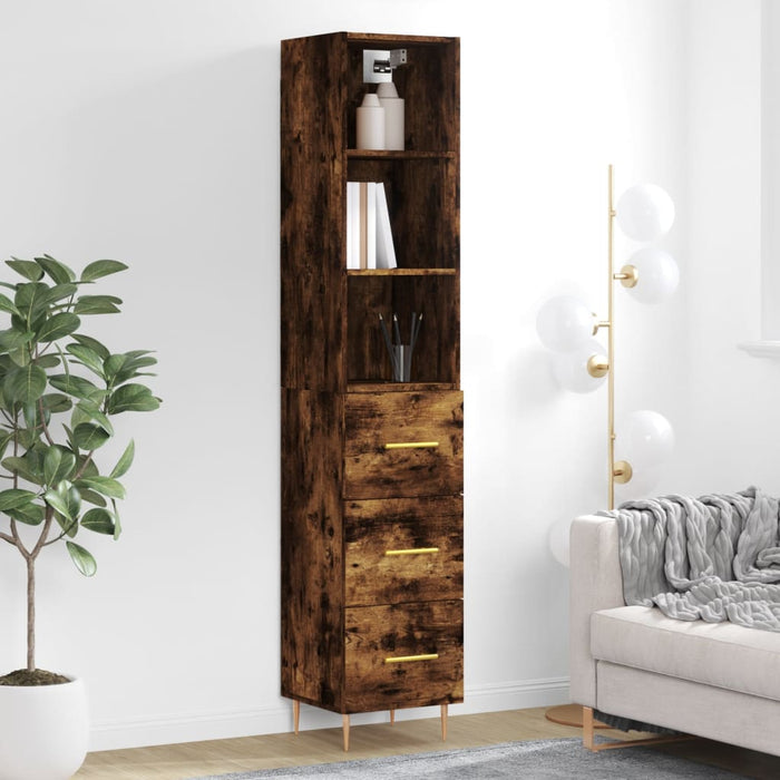 vidaXL Highboard Smoked Oak 34.5x34x180 cm Engineered Wood