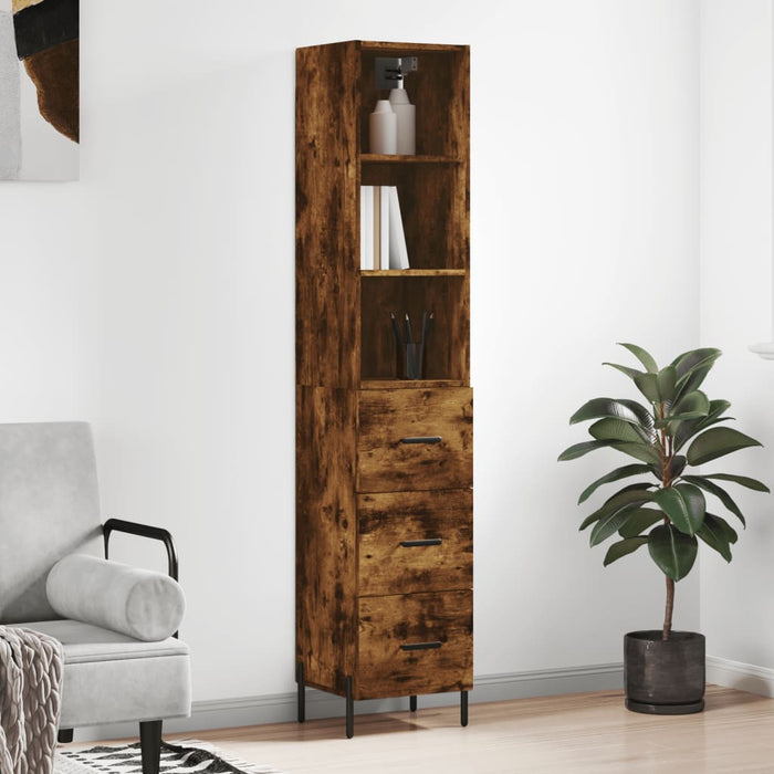 vidaXL Highboard Smoked Oak 34.5x34x180 cm Engineered Wood