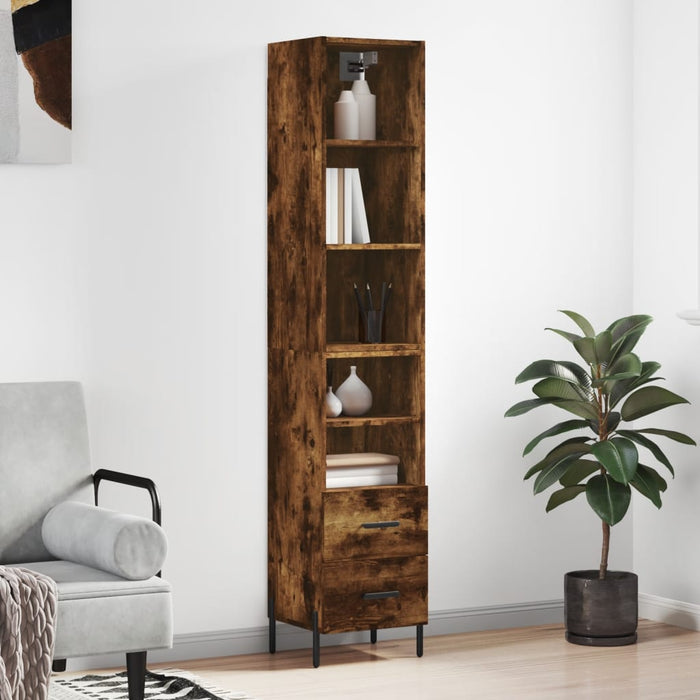 vidaXL Highboard Smoked Oak 34.5x34x180 cm Engineered Wood