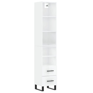 vidaXL Highboard High Gloss White 34.5x34x180 cm Engineered Wood