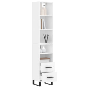 vidaXL Highboard High Gloss White 34.5x34x180 cm Engineered Wood