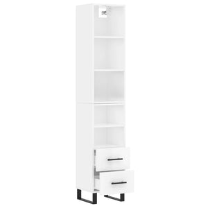 vidaXL Highboard High Gloss White 34.5x34x180 cm Engineered Wood