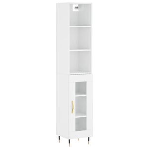 vidaXL Highboard High Gloss White 34.5x34x180 cm Engineered Wood