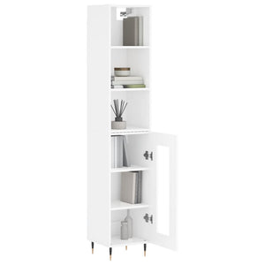 vidaXL Highboard High Gloss White 34.5x34x180 cm Engineered Wood