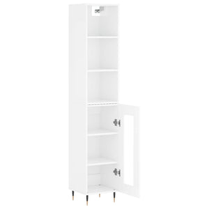 vidaXL Highboard High Gloss White 34.5x34x180 cm Engineered Wood