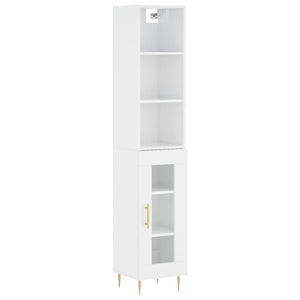 vidaXL Highboard High Gloss White 34.5x34x180 cm Engineered Wood