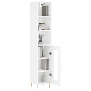 vidaXL Highboard High Gloss White 34.5x34x180 cm Engineered Wood