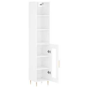 vidaXL Highboard High Gloss White 34.5x34x180 cm Engineered Wood