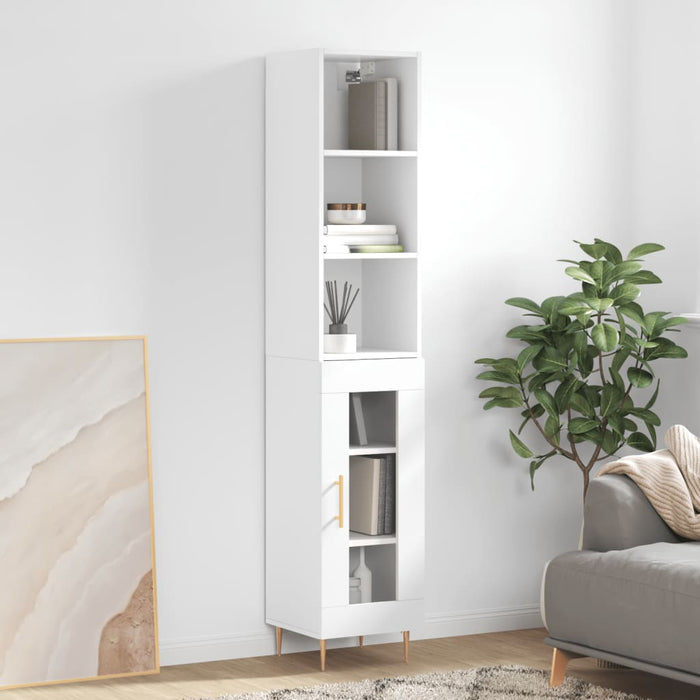 vidaXL Highboard High Gloss White 34.5x34x180 cm Engineered Wood