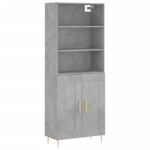 vidaXL Highboard Concrete Grey 69.5x34x180 cm Engineered Wood